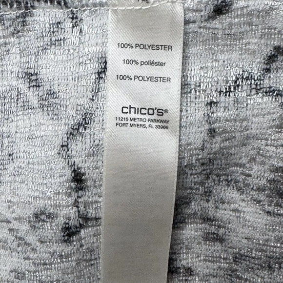 Chicos Top Easy Wear 2 Sz L Cardigan Topper Black White Floral Party Classy EUC - Picture 8 of 9